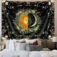thumbnail image 1 of Moon and Sun Tapestry Black Flower Plant Spiritual Mandala Tapestry for Bedroom Aesthetic Hippie Boho Floral Wall Hanging Tapestries for Bedroom Dorm Living Room Decor, 60X40IN, 1 of 5