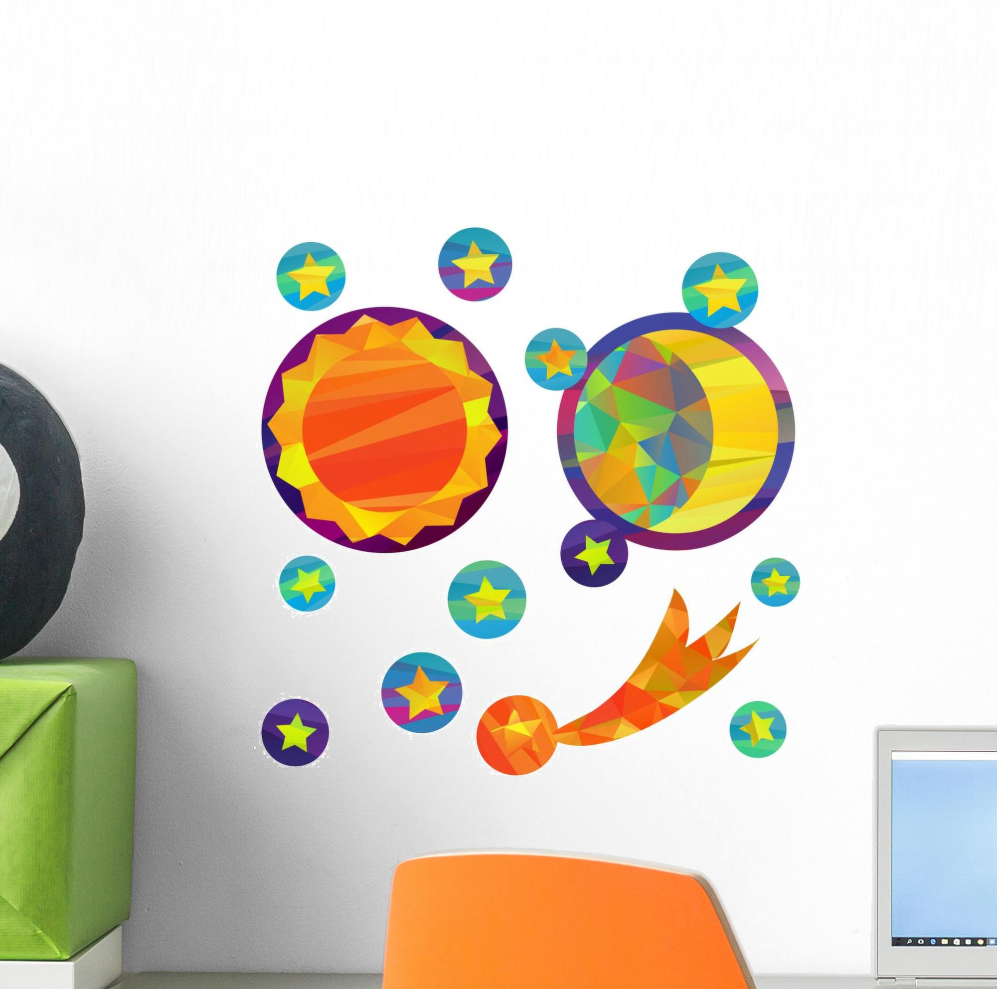 Moon Sun and Stars Wall Decal Wallmonkeys Peel and Stick Graphic (12 in ...