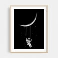 thumbnail image 1 of Moon_Swing - Digital Art Astronaut Space Moon Surrealism Night Sky Stars Cosmic Oak Framed Wall Art Print 5 x 7 inches, 1 of 1