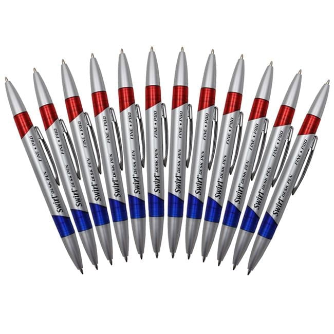 Moon Swirl Desk Pens, Red & Blue - 12 Per Pack - 2 Dozan