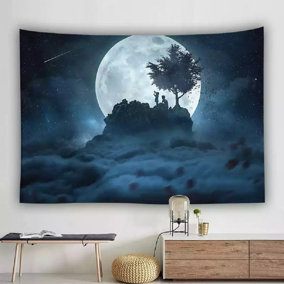 Moon Tapestry Moon Decor Space Tapestry Stars Mountain Moon Nature Decor Tapestry Wall Hanging Decor…