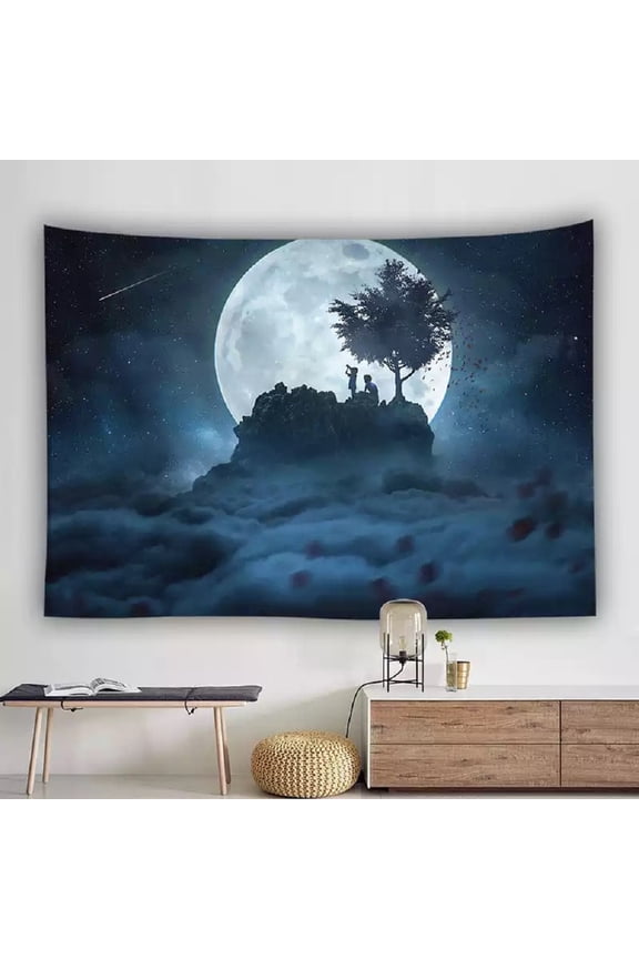 Moon Tapestry Moon Decor Space Tapestry Stars Mountain Moon Nature Decor Tapestry Wall Hanging Decor