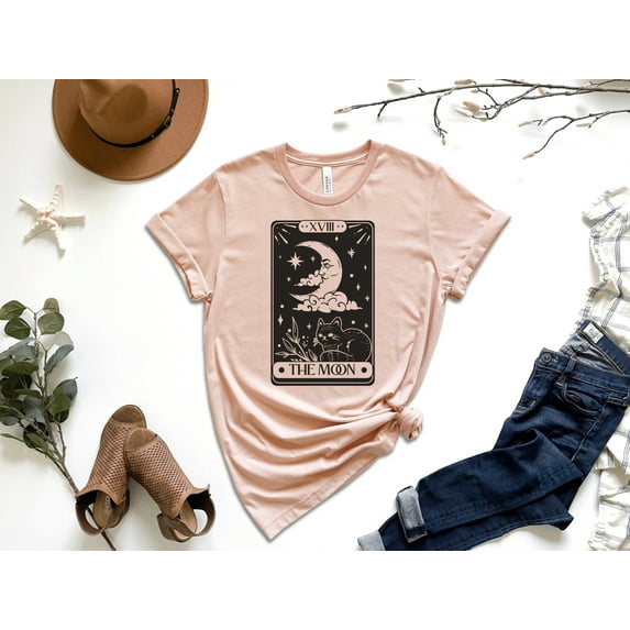 Moon Tarot T-shirt, Mystical Design Shirt, Moon Phase Astrology, Astronomy, Witchy Shirt, Celestial Women's Shirt, Occult T-Shirt, Intuition