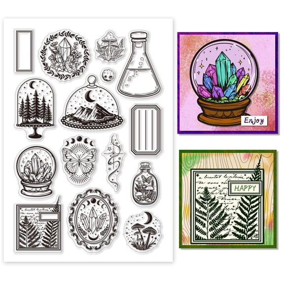 Moon Theme PVC Plastic Clear Stamps for DIY Scrapbooking Photo Album Decorative Cards Making Mixed Shapes 160x110mm