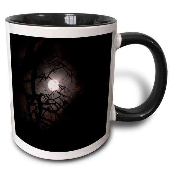 3drose, Moon Through the Tree, 15oz Two-tone Black Mug