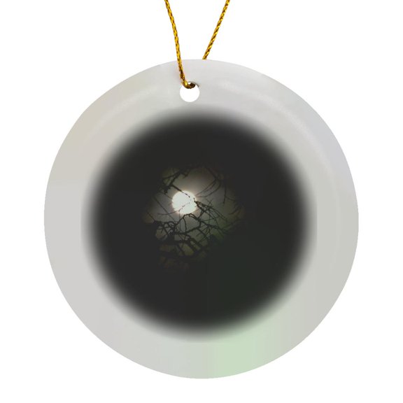 3drose, Moon Through the Tree, Circle Porcelain Ornament