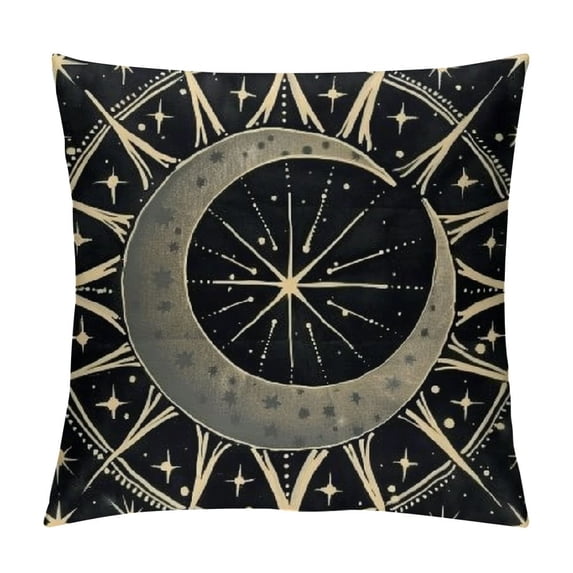 Moon Throw Pillow Covers,Mysterious Decoration Pillow Cover,Retro Mandala Sun and Moon Pillow case ",Bohemian Couch Cushion Covers Home Decor Pillowcase Black