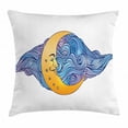thumbnail image 1 of Moon Throw Pillow Cushion Cover, Abstract Crescent Moon with Swirling Cloud Backdrop Mystic Design, Decorative Square Accent Pillow Case, 24 X 24 Inches, Blue Lilac and Pale Orange, by Ambesonne, 1 of 2