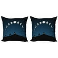 thumbnail image 1 of Ambesonne Moon Throw Pillow Cover 2 Pack, Lunar Phases and Stars Hill, 18", Grey and Black, 1 of 5