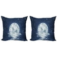 thumbnail image 1 of Ambesonne Moon Throw Pillow Cover 2 Pack, Moon Setting over Sea, 18", Night Blue White, 1 of 2