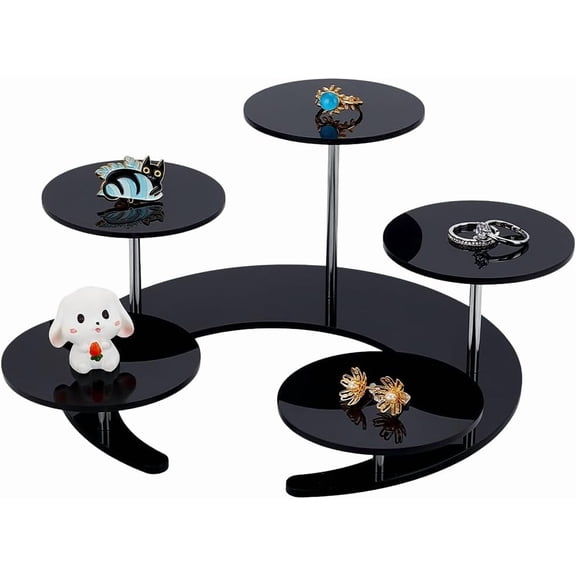 Moon Transparent Acrylic Minifigure Display Stands Model Display Riser for Toys Figures Makeup Black 23.4x23.5x9.65cm