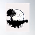 thumbnail image 1 of Moon Tree Woman Rabbit And Birds Art Poster Wall Art, Modern Wall Decor, 12x18 UNFRAMED, 1 of 3