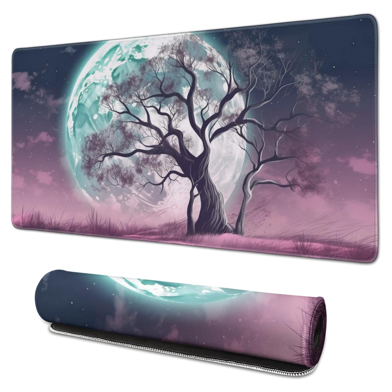Tree Mouse Gaming the Moon and the Trees Purple Black Background Gaming Mouse Mat ...