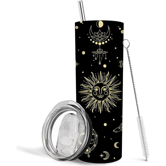 Moon Tumbler with Lid and Straw, Moon Phase Gothic Decor, Moon Mug, Moon Coffee Mug, Moon Stuff, Gothic Gifts, Witchy Gifts, Goth Decor, 20oz Insulated Stainless Steel Skinny Tumbler