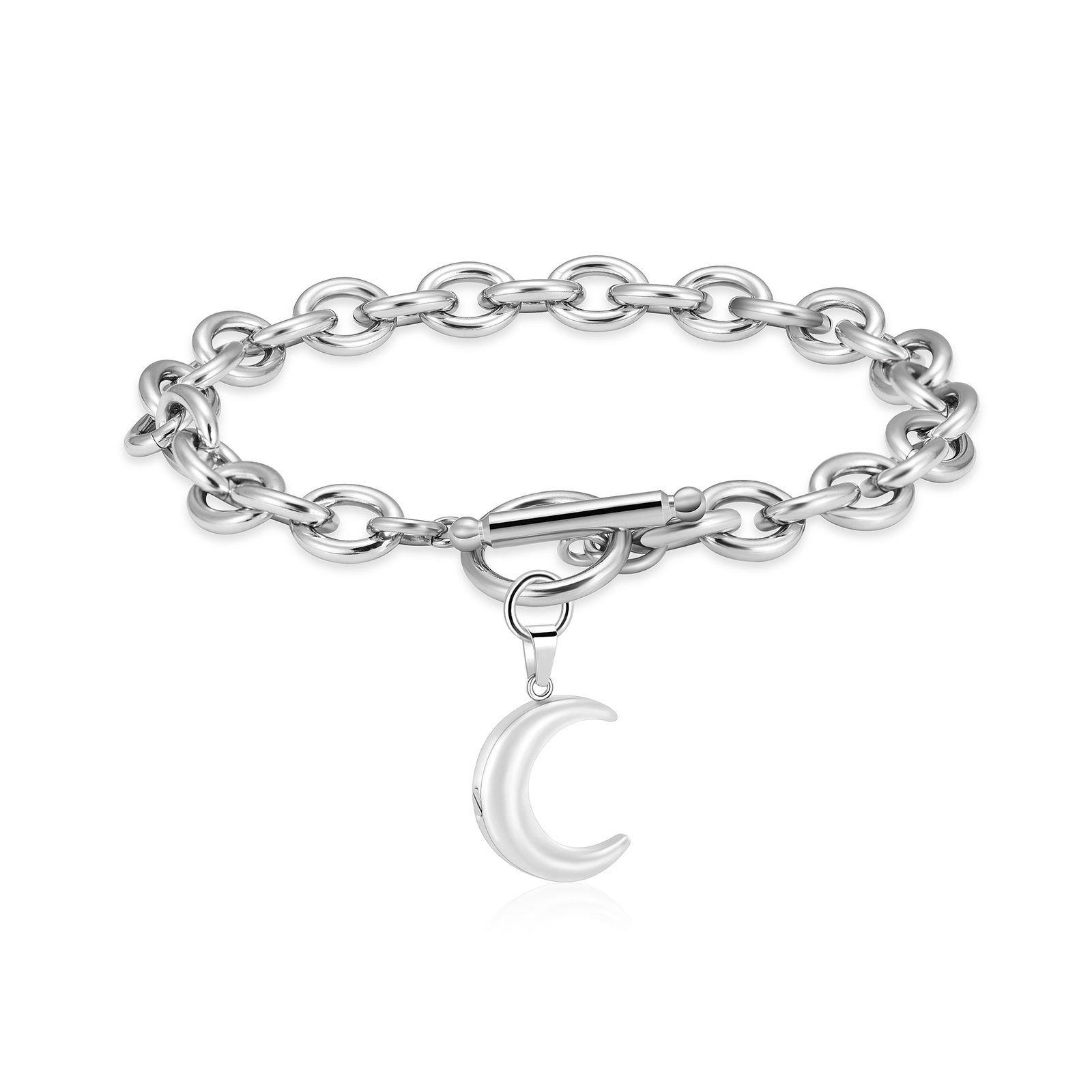 Cremation Jewelry For Ashes – Stainless Steel Crescent Moon Urn Locket Necklace With Free Fill Kit