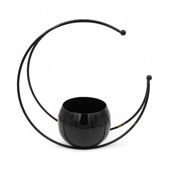 Moon Vase, Flower Vase For Living Room & Table Dcor, Dining Table - Black | Table Decoration Items | Show Piece For Gift & Home Dcor | Planters, Flower Pot For Dining Table Dcor