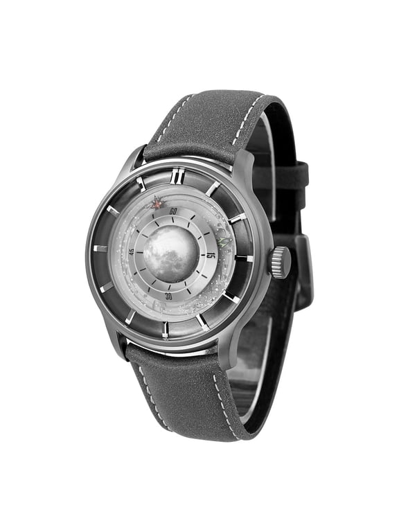 Moon Walker Men's Mechanical Watch, Hollow 3D Luminous Dial Automatic Wristwatch