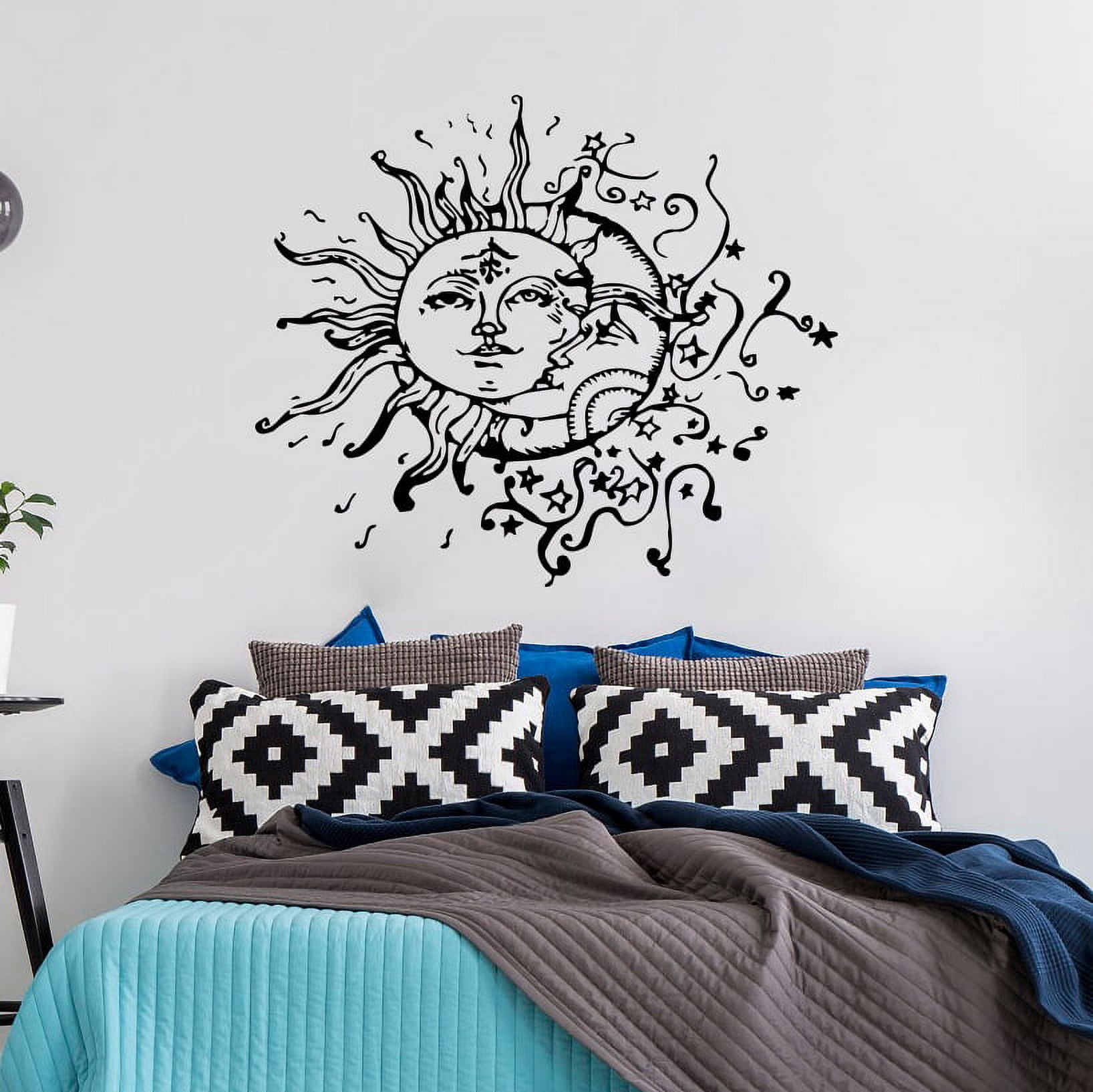 Moon Wall Decal Vinyl Sticker Decals Sun And Moon Crescent Dual Ethnic ...