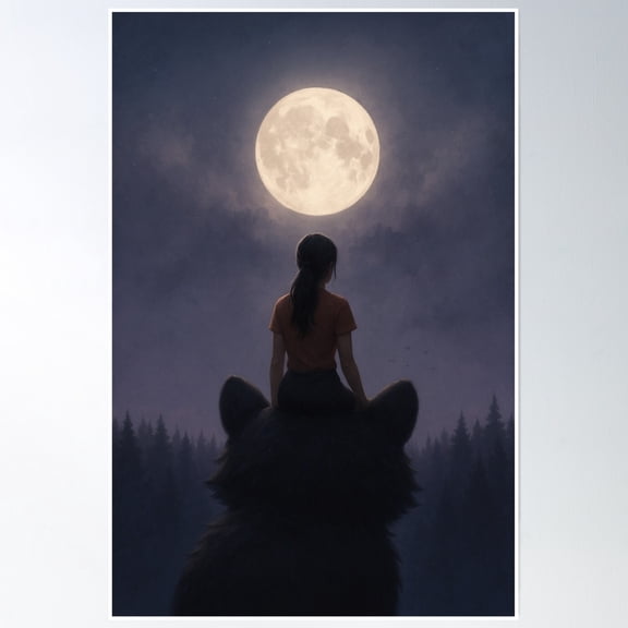 Moon Watcher Poster Wall Art, Modern Wall Decor, 8x12 UNFRAMED