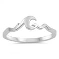 thumbnail image 1 of Moon Wave Ocean Dainty Ring .925 Sterling Silver Band Jewelry Female Male Unisex Size 9, 1 of 4