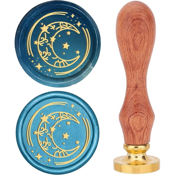 Moon Wax Seal Stamp Sealing Wax Stamps Star 25mm Retro Rosewood Handle Removable Brass Head DIY