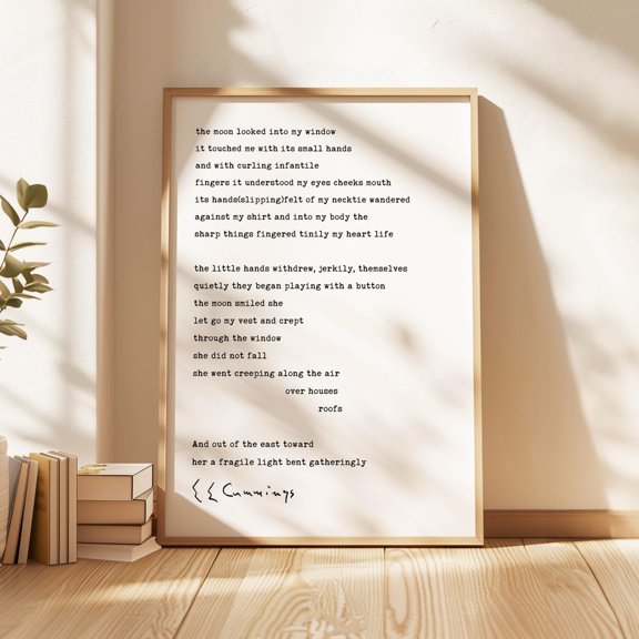 Moon Window Poetry Typography Inspirational Typography Quote Wall Art Decor Unframed Paper Print