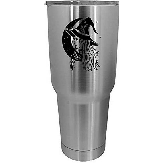 Moon Witch 1 Happy Halloween Etched 30oz Stainless Steel Tumbler