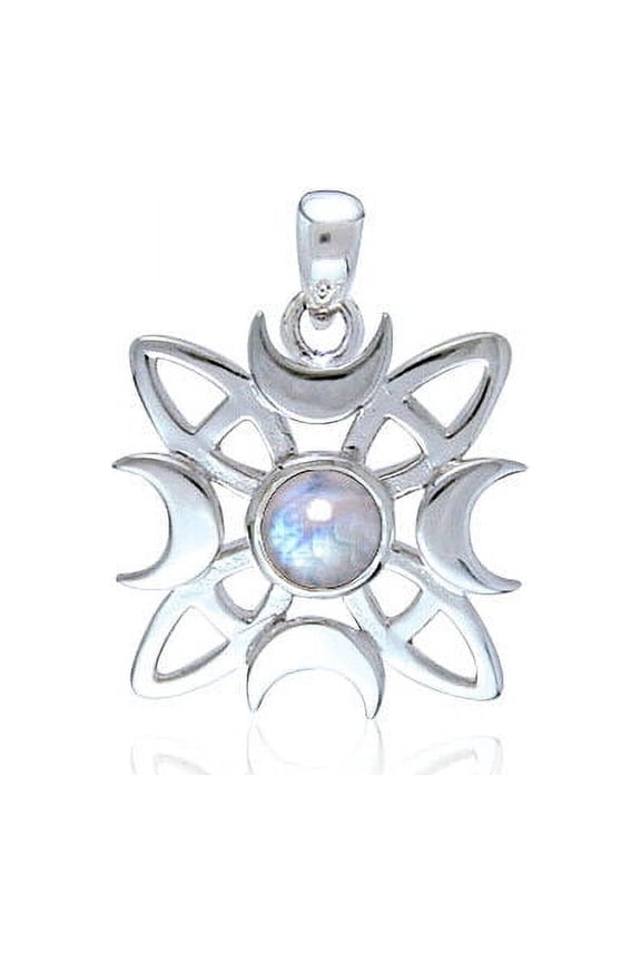 Moon Witches Knot Pendant 925 Sterling Silver Wiccan Jewelry Choice of Gemstone