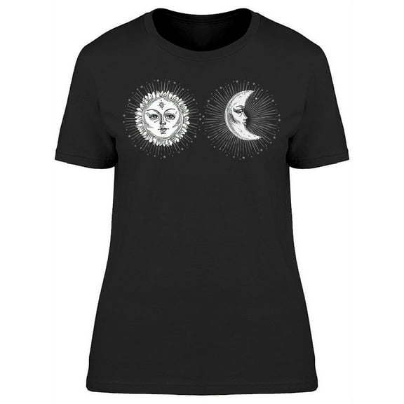 Moon With Face And Sun T-Shirt Women -Image by Shutterstock, Female x-Large