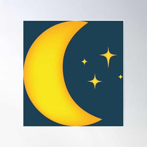 Moon With Stars Poster Wall Art, Modern Wall Decor, 16x16 UNFRAMED