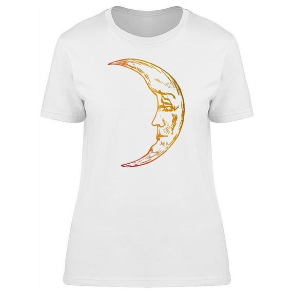 Moon With Tired Face Watercolor T-Shirt Women -Image by Shutterstock, Female Medium