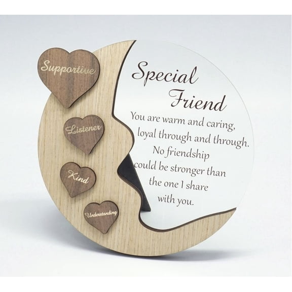 Moon With Words On Hearts And Text Message- Special Friend Plaque