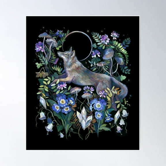 Moon Wolf Poster Wall Art, Modern Wall Decor For Living Room Bedroom, 8x12 UNFRAMED