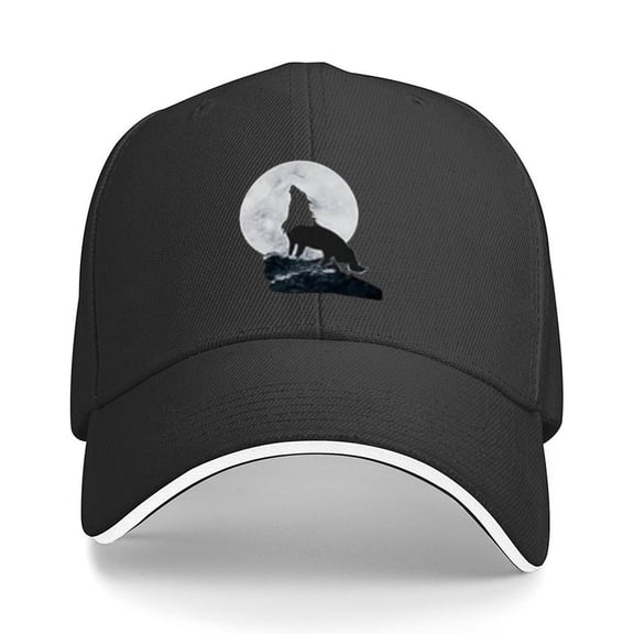 Moon Wolf Print Baseball Cap Adjustable Strap for Running Workouts and Outdoor Activities All Seasons,Adult One Size Fits All