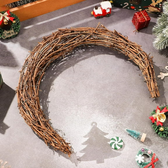 Moon Wreath - 10 Inch Crescent Moon Natural Grapevine Wreaths Base - DIY Half Moon Shaped Wreath Making Supplies for Decor Yellow