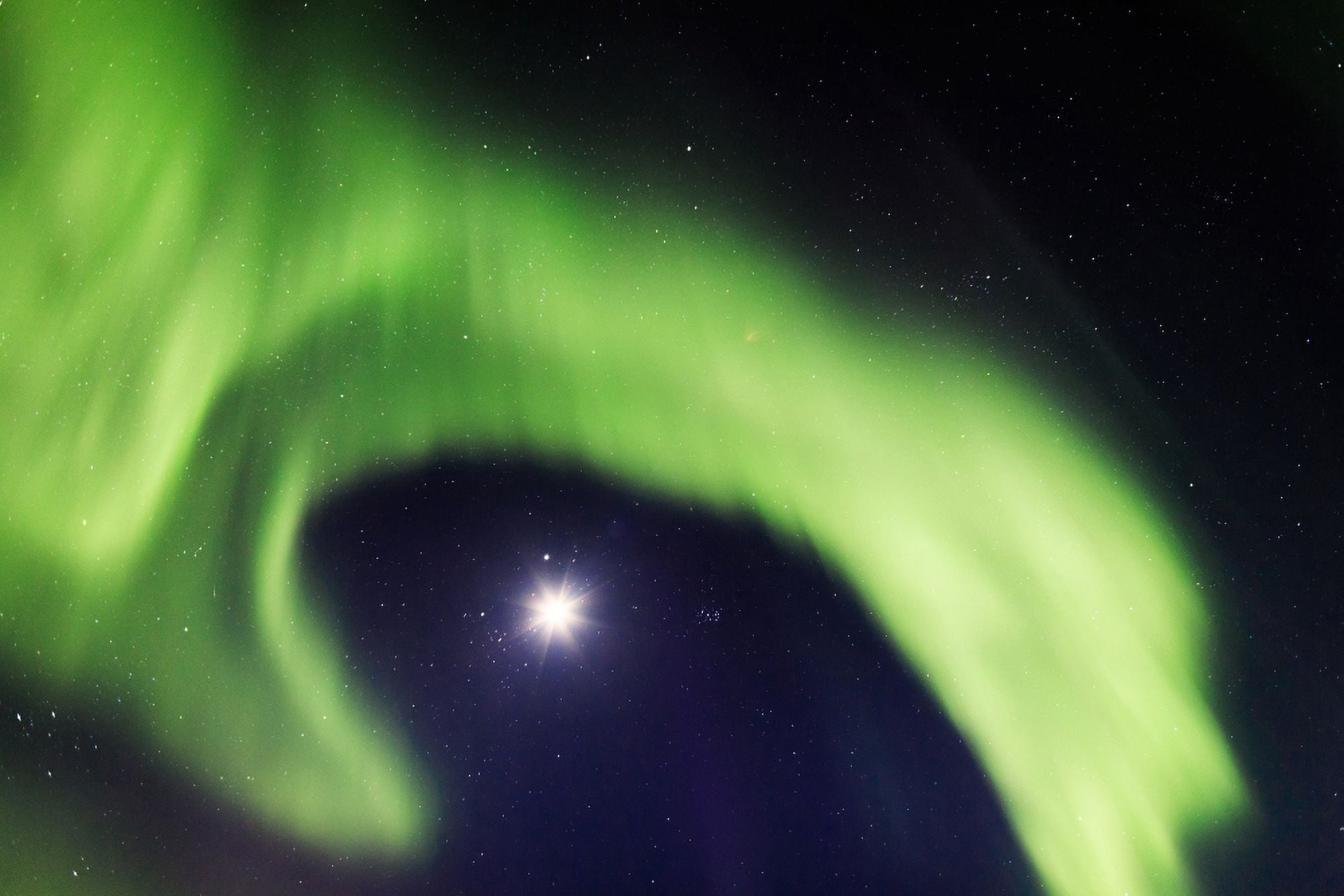 Moon and Aurora Borealis or Northern Lights Iceland Canvas Art - Panoramic Images (27 x 9)