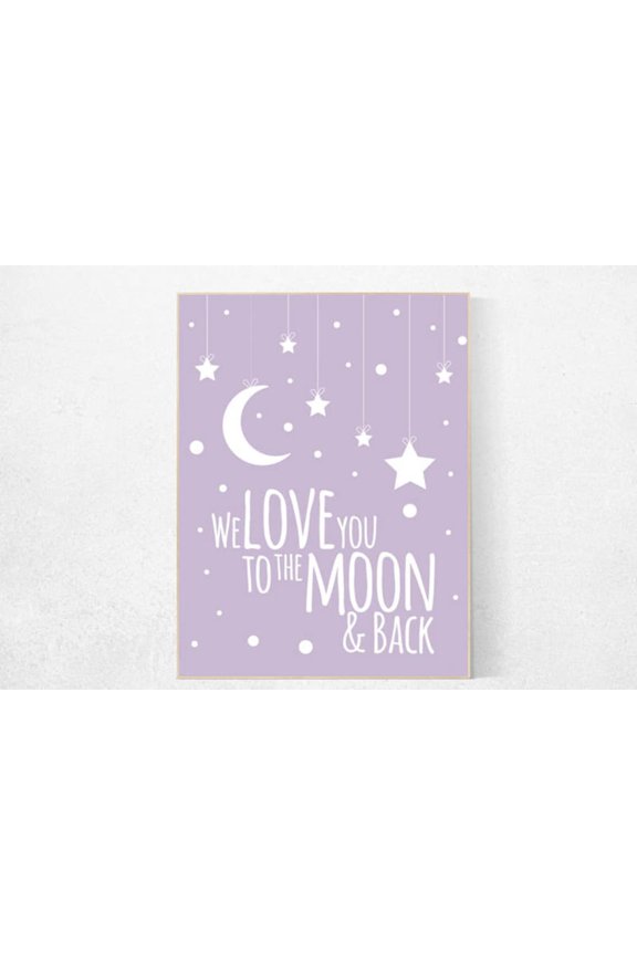 Moon and Back Nursery Print Lilac Baby Room Decor