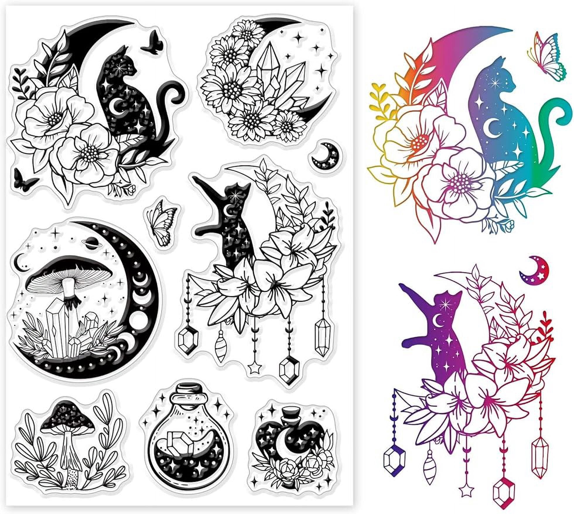 Moon and Cat Clear Stamps for DIY Scrapbooking Fairy Tale Mushroom ...