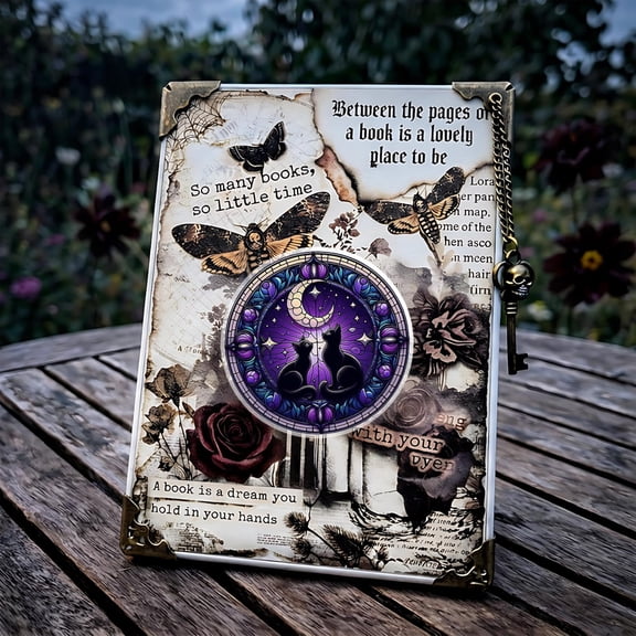 Moon and Cats Dark Art Phone Grip Celestial Aesthetic, Witchcraft E-reader Holder, Tarot Phone Stand for Tarot & Witchcraft Enthusiasts