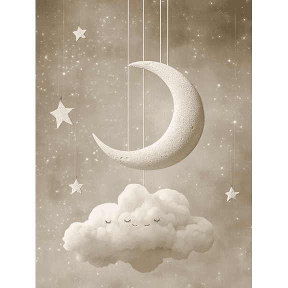 Moon and Cloud Canvas Art PrintSuitable for BedroomLiving RoomNurseryKids Roomand Office Decor.