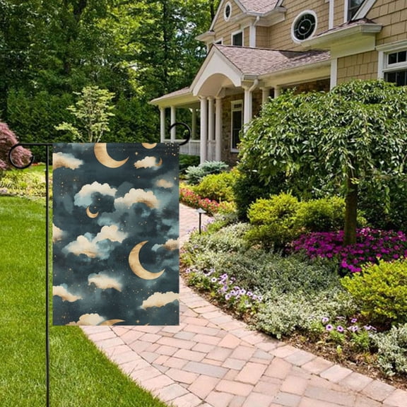 Moon and Clouds Garden Flag 12x18 inch Double Sided Outside Yard Decorations for Home Outdoor