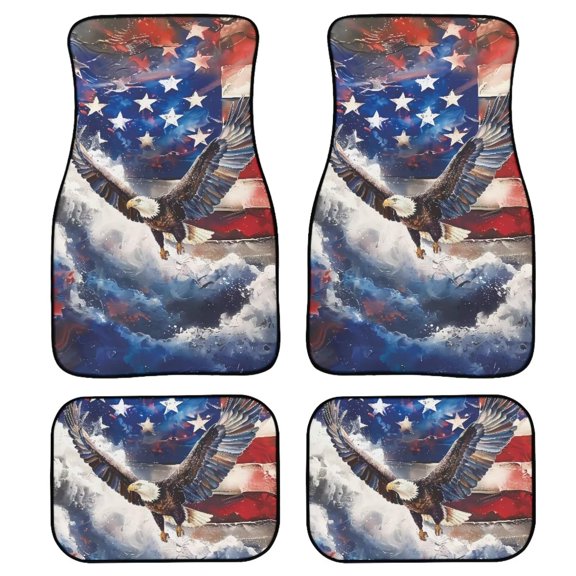 Moon and Colorful Star All-Weather Car Floor Mats, 4-Piece Easy-Clean Interior Set with Anti-Slip Backing