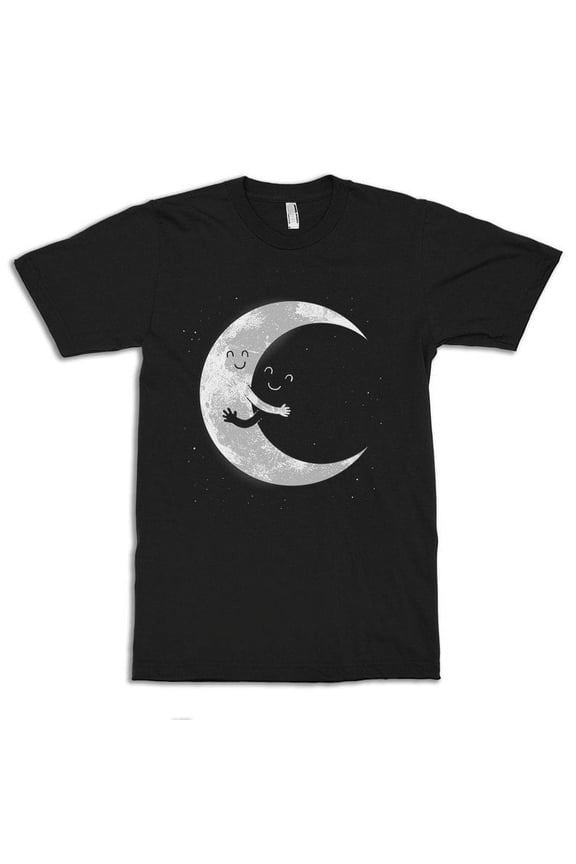Moon and Space Hugs Graphic T-Shirt – Cosmic Love Tee for Men & Women – Vintage Astronaut & Galaxy Shirt – Unisex Sizes – Cute Space-Themed Shirt
