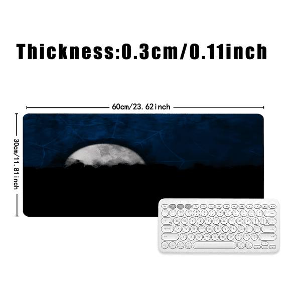 Moon and Spiderweb Design Mouse Pad 31.5 x 11.82 Inches Rubber Desk Accessory for Office and Gaming