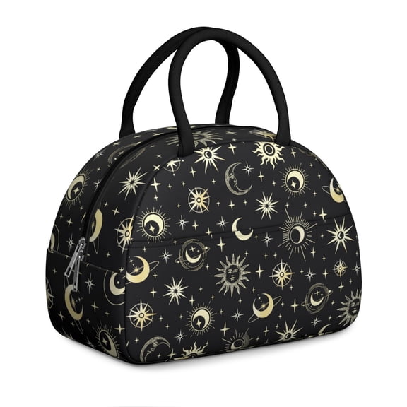 Moon and Star Lunch Bag for Women, Aesthetic Gothic Style with Astral Map Design, BPA-Free Leakproof Tote with Large Capacity and Easy-Clean Interior