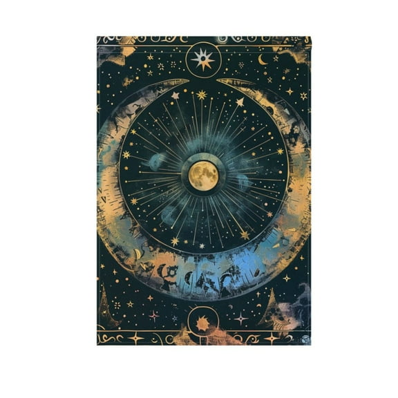 Moon and Star Magical Garden Flag House Banner 12" x 18" Double Sided Outdoor Yard Decoration
