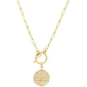 QUINTINA Moon and Star Medallion Pendant Necklace 18k Gold Oval Link Chain Choker Large Celestial Charm Layering Jewelry 20’’