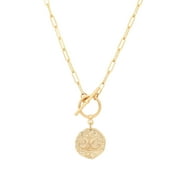 AOBEI PEARL Love Heart Shape Abalone Shell Pendant Necklace Dainty 18K Gold Plated Oval Link Chain Necklace Choker Handmade Front Closure Layering Jewelry for Women 18.5”