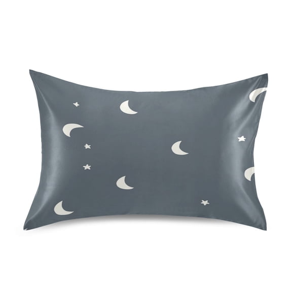 Moon and Star Pattern Design Luxury Silky Soft Pillowcase Standard Size Wrinkle Resistant Envelope Closure 20x26in