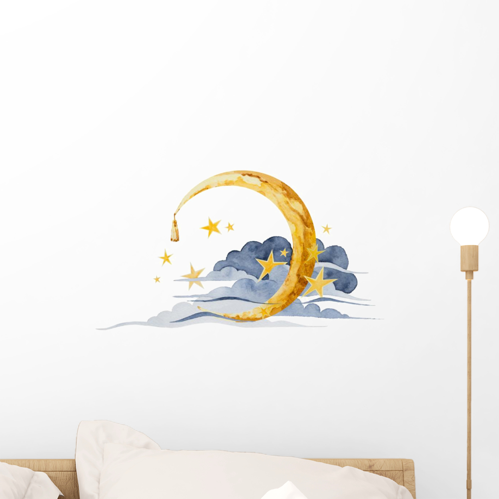 Moon and Stars Clouds Wall Decal Wallmonkeys Peel and Stick Graphic (18 ...